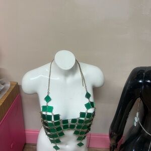 Green Chainmail Halter Necklace